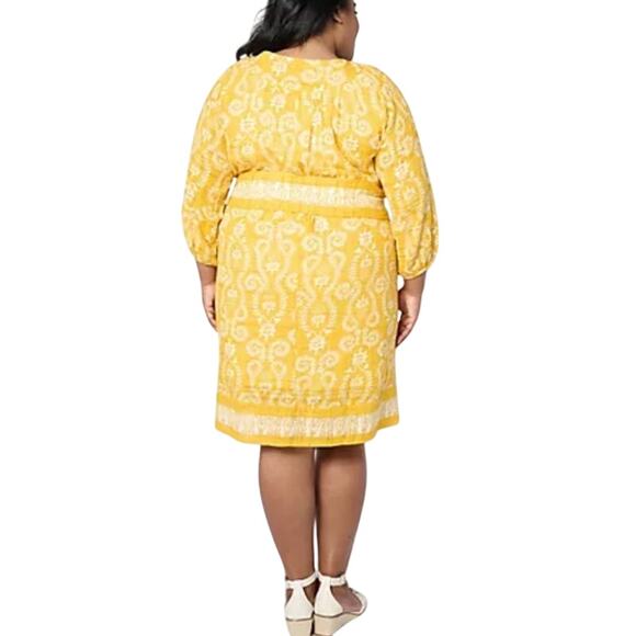QVC Studio Park Tall Printed Dress Removable Belt Goldenrod NWOT Size 1XT - Picture 2 of 7